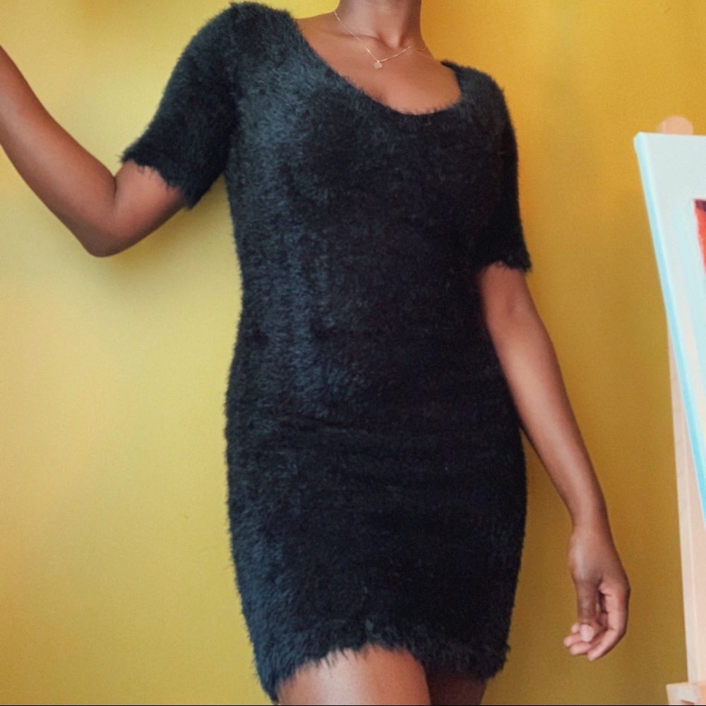 Lulu’s Faux Fur Black Dress